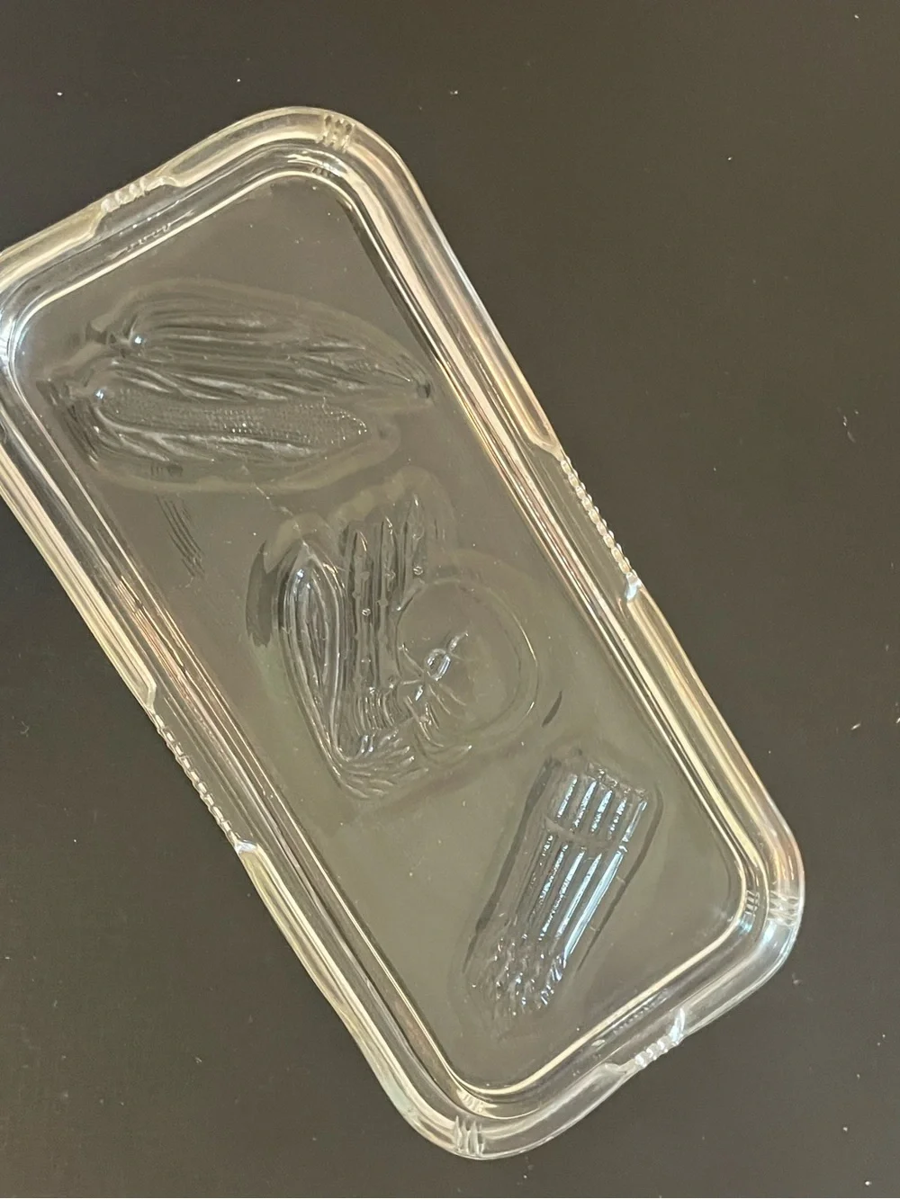 Vintage Federal Glass Rectangle Refrigerator Dish Vegetables Ribbed